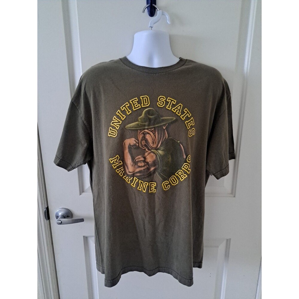 United States Marine Corps Mens green t shirt XL Bulldog miliary